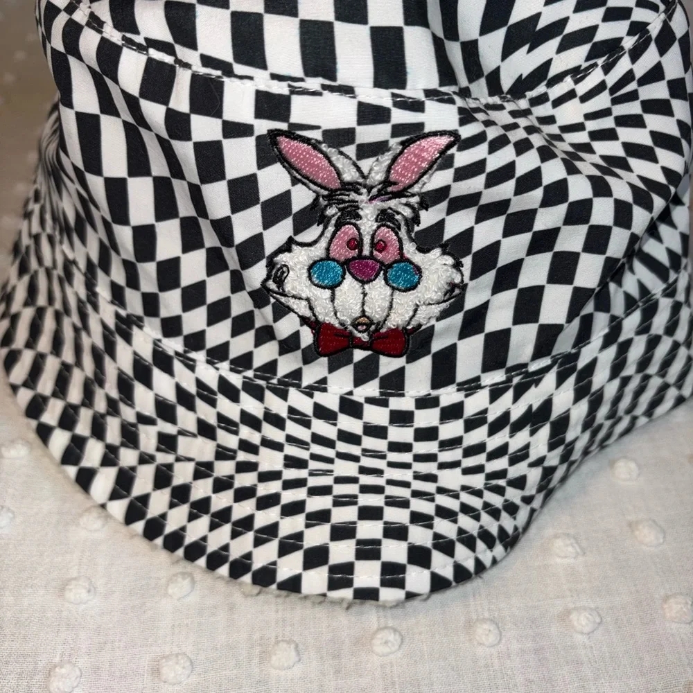 Disney Parks Alice in Wonderland White Rabbit Checkered Bucket Hat